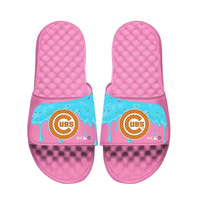 Youth ISlide Pink Chicago Cubs Ice Cream Drip Slide Sandals
