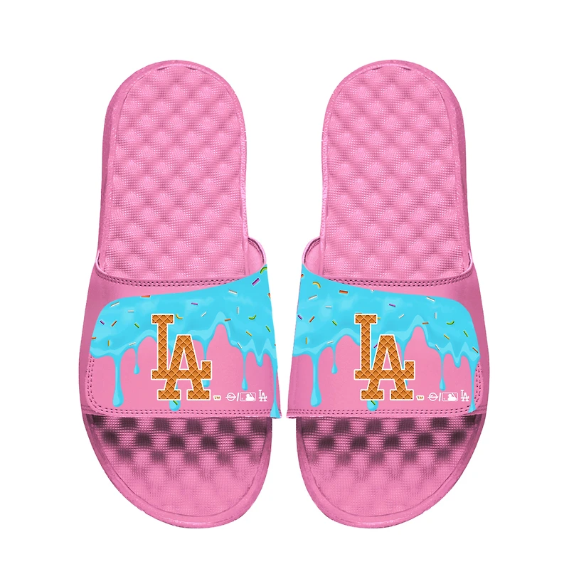 Youth ISlide Pink Los Angeles Dodgers Ice Cream Drip Slide Sandals
