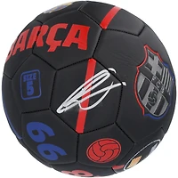 Raphinha Barcelona Autographed Black Logo Soccer Ball
