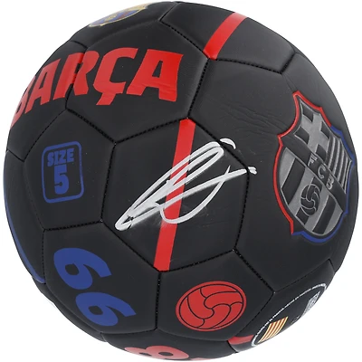 Raphinha Barcelona Autographed Black Logo Soccer Ball