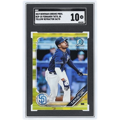 Fernando Tatis Jr. San Diego Padres 2019 Bowman Chrome Prospects Yellow Refractor #BCP-25 #34/75 SGC Authenticated 10 Card