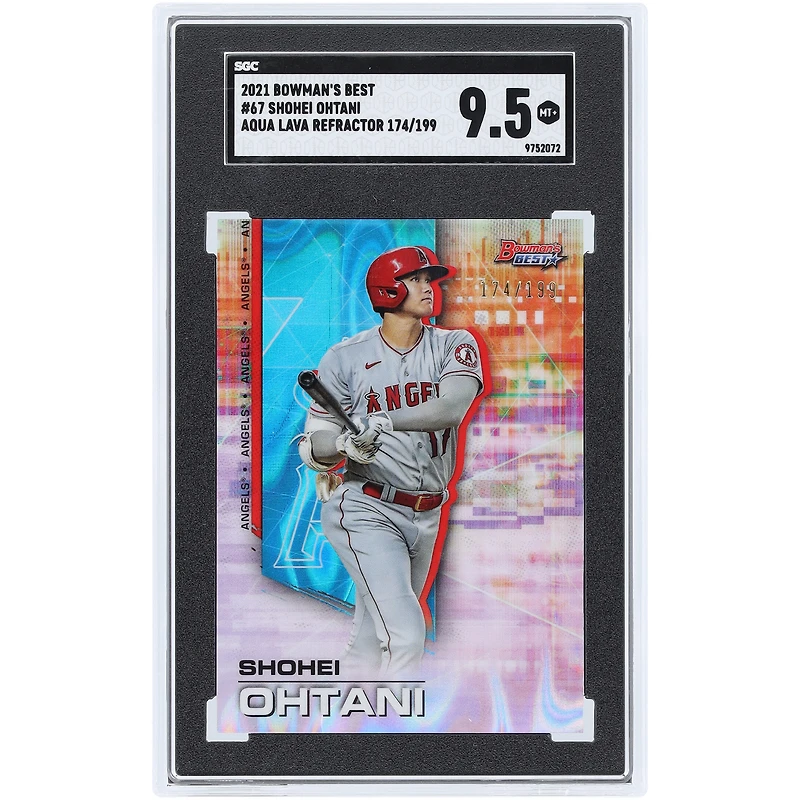 Shohei Ohtani Los Angeles Angels 2021 Bowman Best Aqua Lava Refractor #67 #174/199 SGC Authenticated 9.5 Card