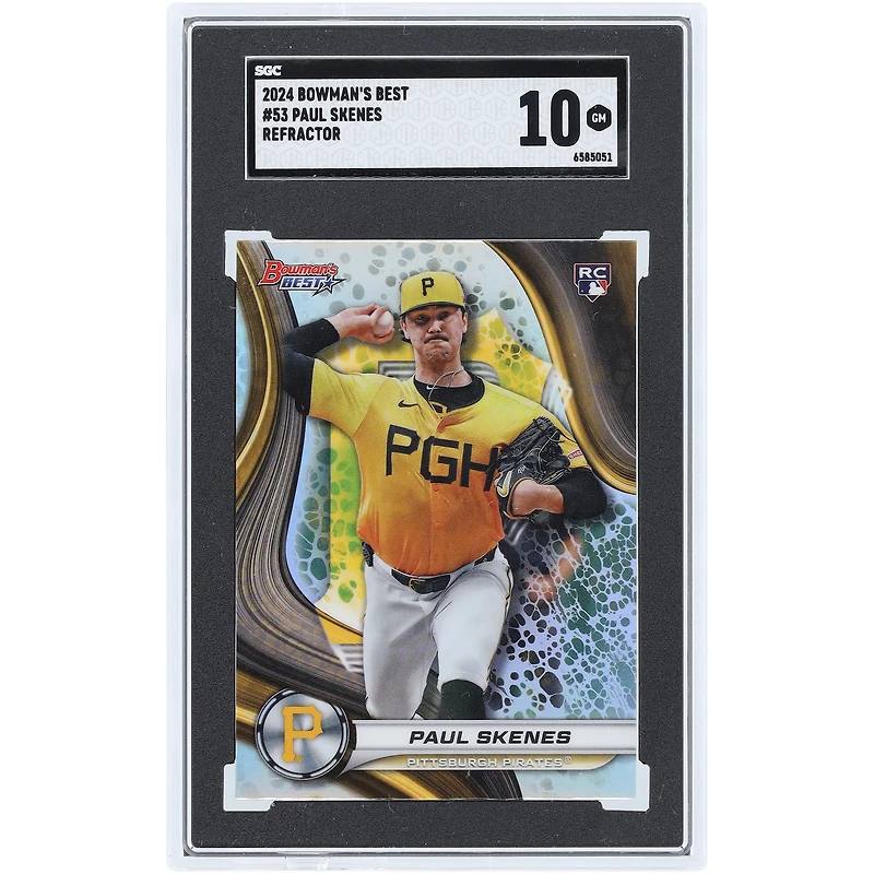 Paul Skenes Pittsburgh Pirates 2024 Bowman Best Refractor #53 SGC Authenticated 10 Rookie Card
