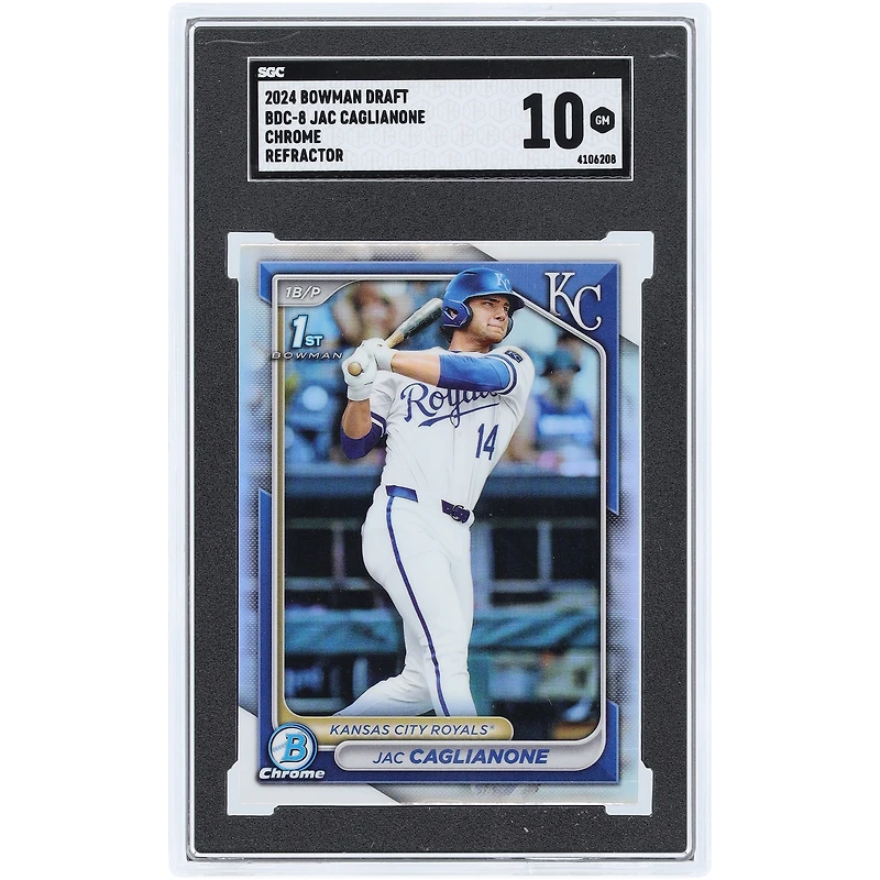Jac Caglianone Kansas City Royals 2024 Bowman Draft Chrome Refractor #BDC-8 SGC Authenticated 10 Card