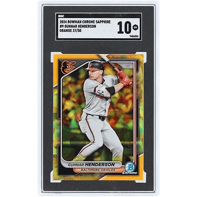 Gunnar Henderson Baltimore Orioles 2024 Bowman Chrome Sapphire Orange #9 #37/50 SGC Authenticated 10 Card