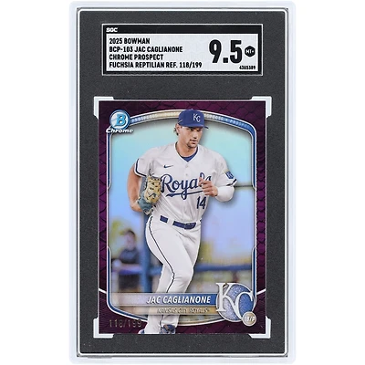 Jac Caglianone Kansas City Royals 2025 Bowman Fuchsia Reptilian Refractor Chrome Prospect #BCP-103 #118/199 SGC Authenticated 9.5 Card