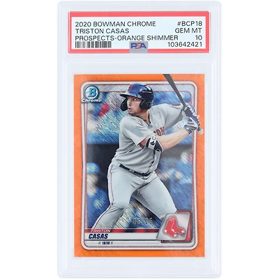 Triston Casas Boston Red Sox 2020 Bowman Chrome Prospects Orange Shimmer Refractor #BCP-18 #5/25 PSA Authenticated 10 Card