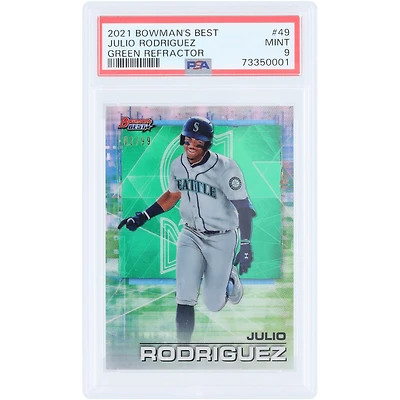 Julio Rodriguez Seattle Mariners 2021 Bowman Best Green Refractor #49 #61/99 PSA Authenticated 9 Card
