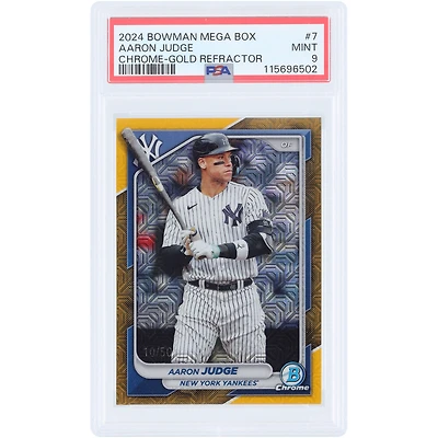Aaron Judge New York Yankees 2024 Bowman Chrome Mega Box Gold Refractor #7 #10/50 PSA Authenticated 9 Card