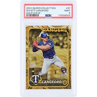 Wyatt Langford Texas Rangers 2024 Topps Gilded Collection Gold Wave #97 #37/75 PSA Authenticated 9 Rookie Card