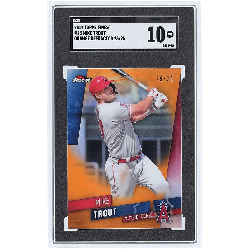 Mike Trout Los Angeles Angels 2019 Topps Finest Orange Refractor #25 #25/25 SGC Authenticated 10 Card