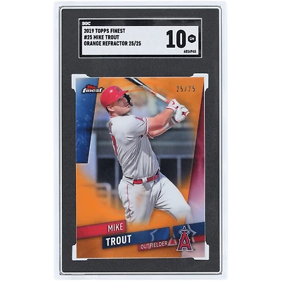 Mike Trout Los Angeles Angels 2019 Topps Finest Orange Refractor #25 #25/25 SGC Authenticated 10 Card