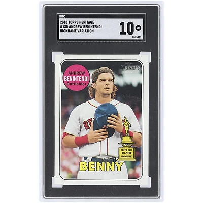 Andrew Benintendi Boston Red Sox 2018 Topps Heritage Nickname Variation #130 SGC Authenticated 10 Rookie Card