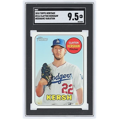 Clayton Kershaw Los Angeles Dodgers 2018 Topps Heritage Nickname Variation #216 SGC Authenticated 9.5 Card