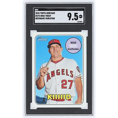 Mike Trout Los Angeles Angels 2018 Topps Heritage Nickname Variation #275 SGC Authenticated 9.5 Card