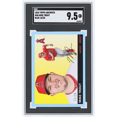 Mike Trout Los Angeles Angels 2020 Topps Archives Blue #50 #15/25 SGC Authenticated 9.5 Card