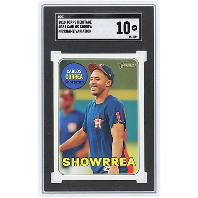 Carlos Correa Houston Astros 2018 Topps Heritage Nickname Variation #381 SGC Authenticated 10 Card