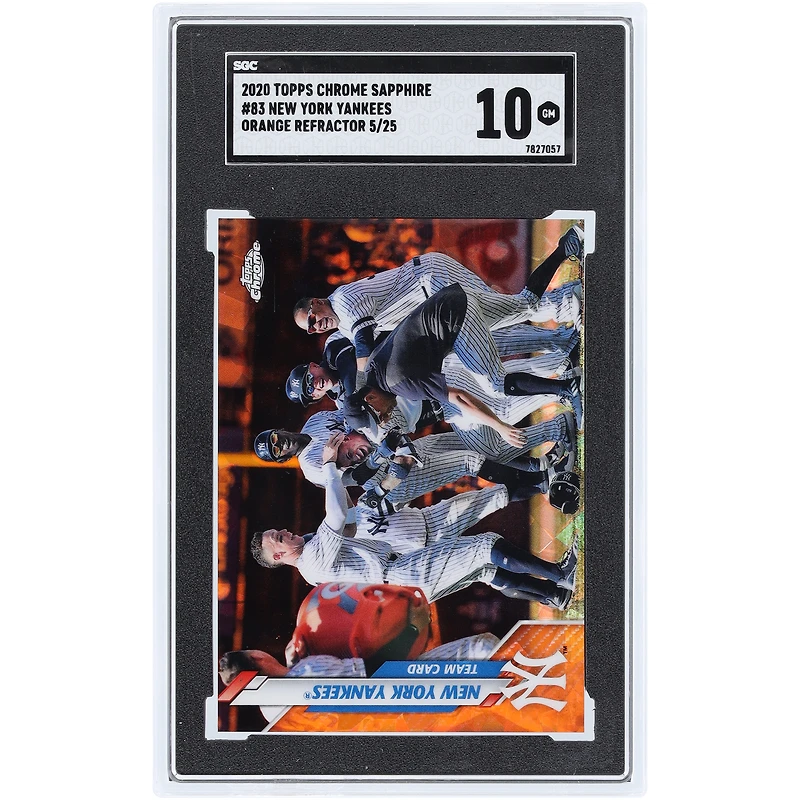 New York Yankees 2020 Topps Chrome Sapphire Orange Refractor #83 #5/25 SGC Authenticated 10 Card