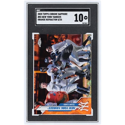 New York Yankees 2020 Topps Chrome Sapphire Orange Refractor #83 #5/25 SGC Authenticated 10 Card