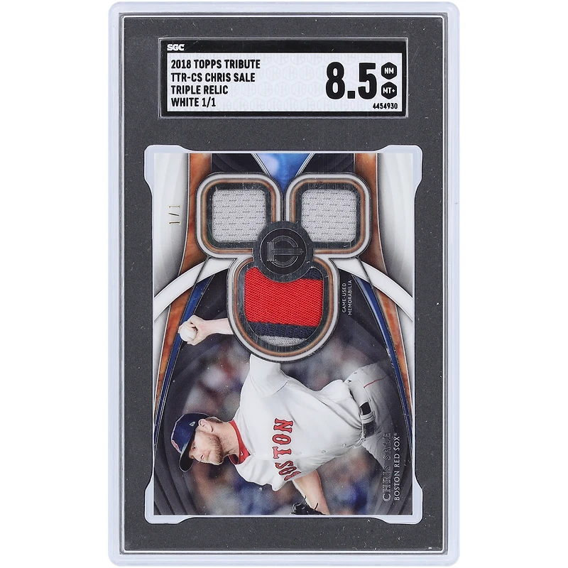 Chris Sale Boston Red Sox 2018 Topps Tribute White Triple Tri-Color Relic #TTR-CS #1/1 SGC Authenticated 8.5 Card