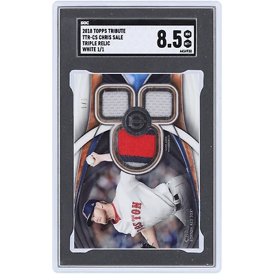 Chris Sale Boston Red Sox 2018 Topps Tribute White Triple Tri-Color Relic #TTR-CS #1/1 SGC Authenticated 8.5 Card