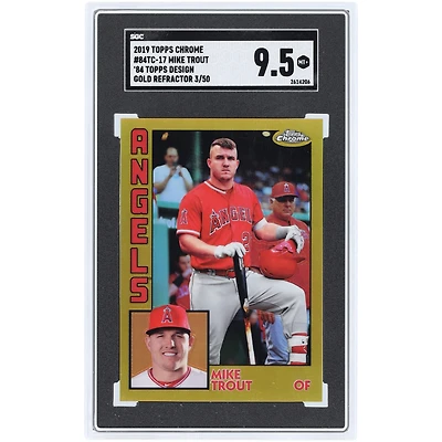 Mike Trout Los Angeles Angels 2019 Topps Chrome Gold Refractor '84 Topps Design #84TC-17 #3/50 SGC Authenticated 9.5 Card