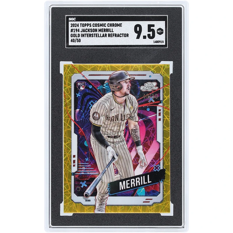 Jackson Merrill San Diego Padres 2024 Topps Cosmic Chrome Gold Interstellar Refractor #194 #40/50 SGC Authenticated 9.5 Rookie Card