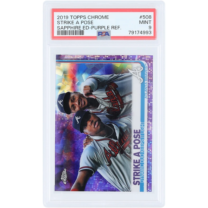 Ronald Acuña Jr. & Ozzie Albies Atlanta Braves 2019 Topps Chrome Purple Refractor Sapphire Edition Strike A Pose #508 #10/10 PSA Authenticated 9 Card