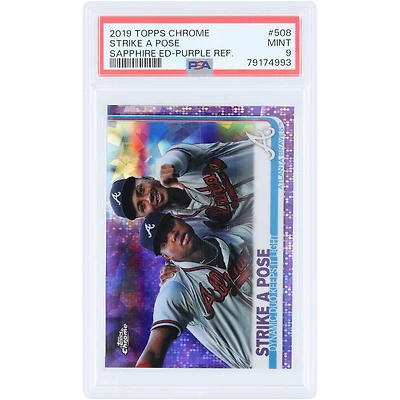 Ronald Acuña Jr. & Ozzie Albies Atlanta Braves 2019 Topps Chrome Purple Refractor Sapphire Edition Strike A Pose #508 #10/10 PSA Authenticated 9 Card