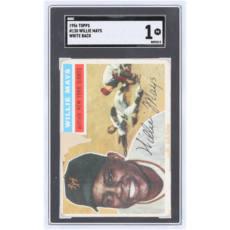 Willie Mays New York Giants 1956 Topps White Back #130 SGC Authenticated 1 Card