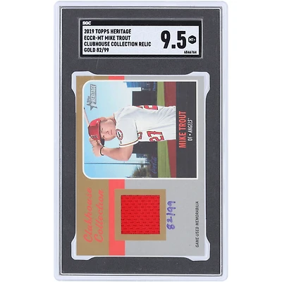Mike Trout Los Angeles Angels 2019 Topps Heritage Gold Clubhouse Collection Jersey Relic #ECCR-MT #82/99 SGC Authenticated 9.5 Card
