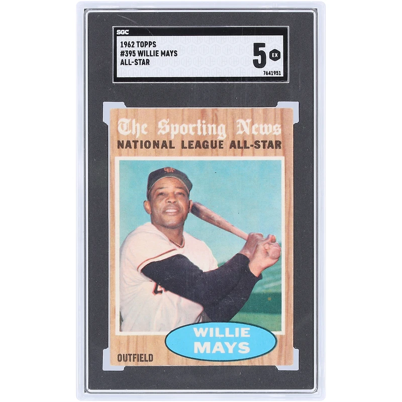 Willie Mays San Francisco Giants 1962 Topps All-Star #395 SGC Authenticated 5 Card