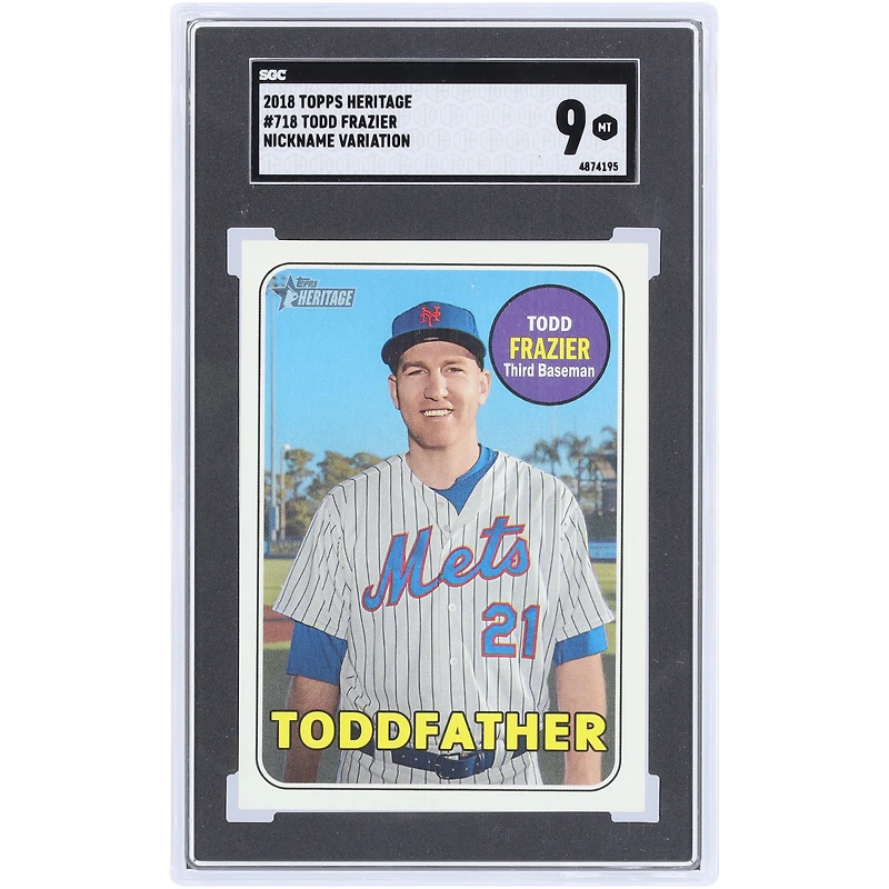 Todd Frazier New York Mets 2018 Topps Heritage Nickname Variations #718 SGC Authenticated 9 Card