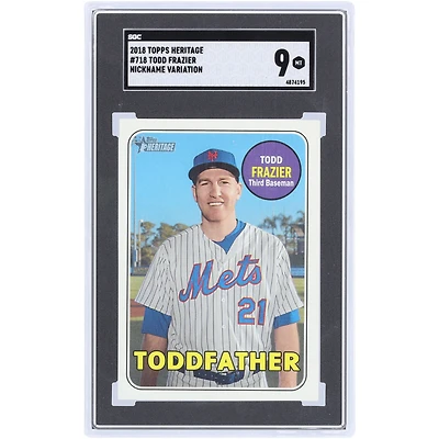 Todd Frazier New York Mets 2018 Topps Heritage Nickname Variations #718 SGC Authenticated 9 Card