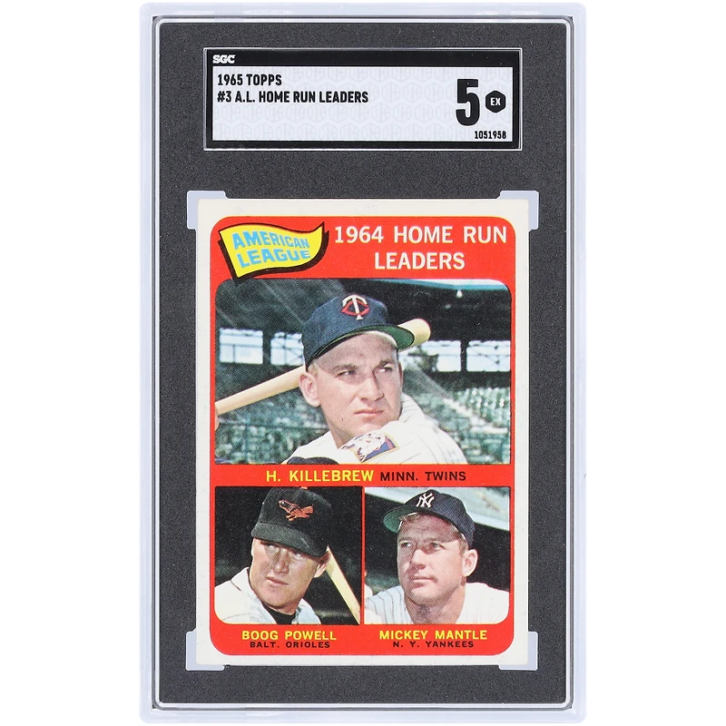 Mickey Mantle, Harmon Killebrew & Boog Powell 1965 Topps #3 SGC Authenticated 5 Card