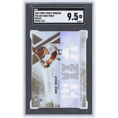 Mike Trout Los Angeles Angels 2015 Topps Triple Threads Sepia Dual-Color Relic #TTR-MT2 #3/27 SGC Authenticated 9.5 Card