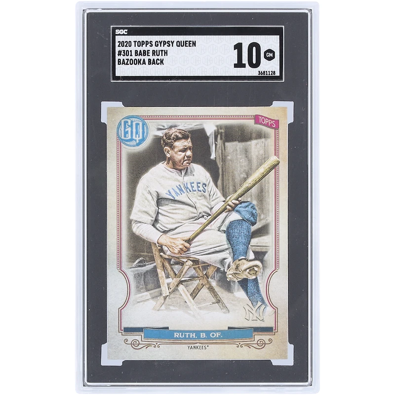 Babe Ruth New York Yankees 2020 Topps GQ Bazooka Back #301 SGC Authenticated 10 Card