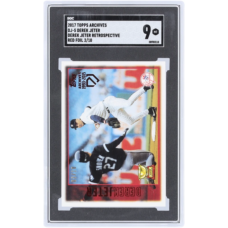 Derek Jeter New York Yankees 2017 Topps Archives Red Foil Derek Jeter Retrospective #DJ-5 #2/10 SGC Authenticated 9 Card