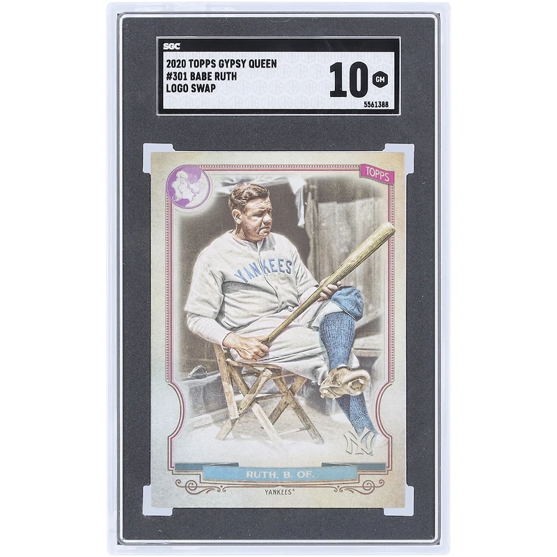 Babe Ruth New York Yankees 2020 Topps GQ Logo Swap #301 SGC Authenticated 10 Card