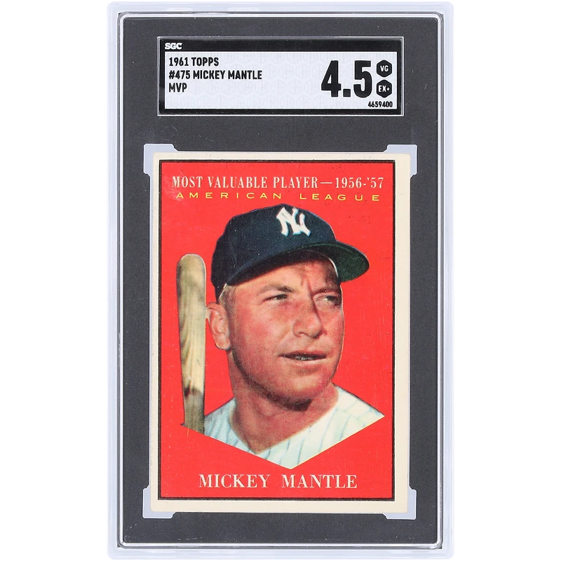 Mickey Mantle New York Yankees 1961 Topps MVP #475 SGC Authenticated 4.5 Card