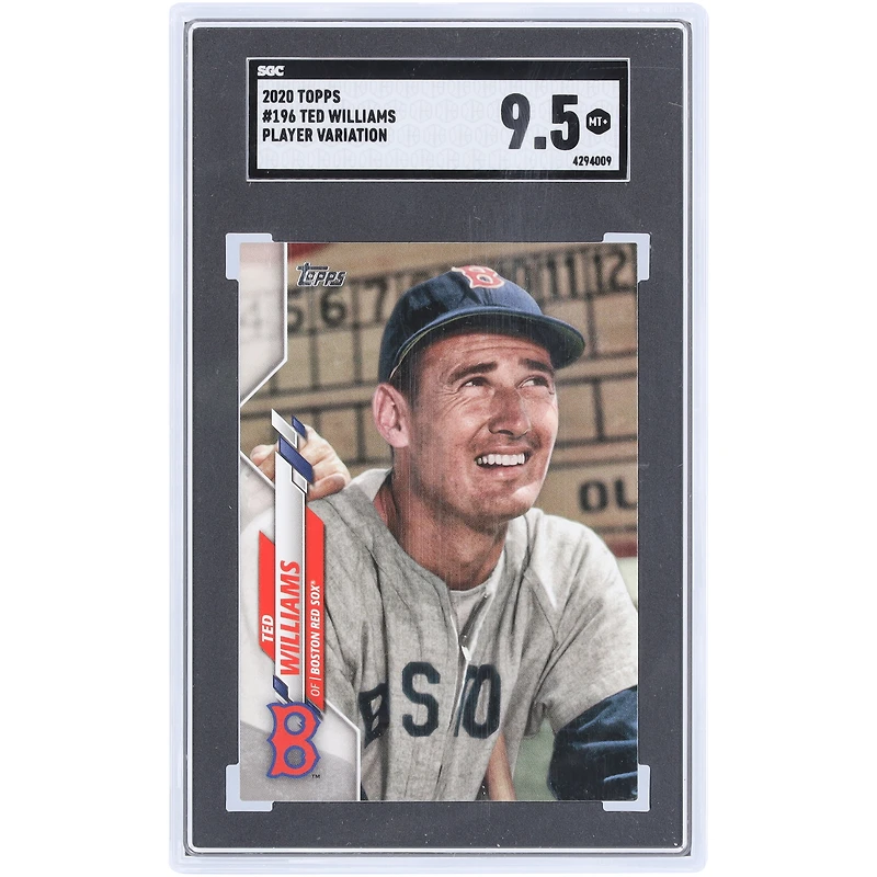 Ted Williams Boston Red Sox 2020 Topps Player Variation #196 SGC Authenticated 9.5 Card