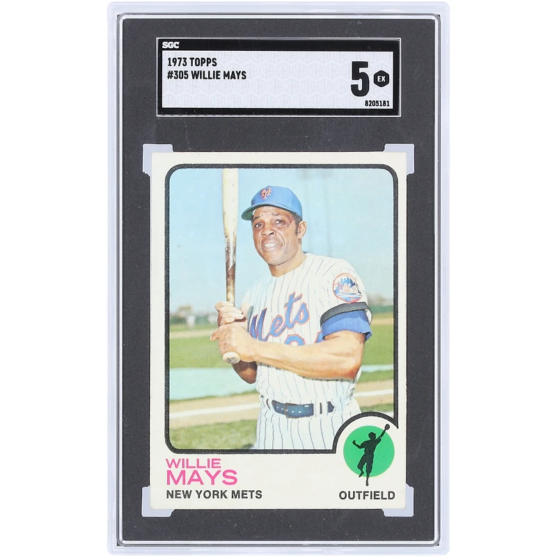 Willie Mays New York Mets 1973 Topps #305 SGC Authenticated 5 Card