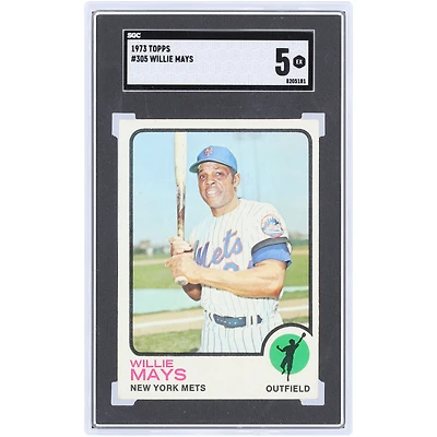 Willie Mays New York Mets 1973 Topps #305 SGC Authenticated 5 Card