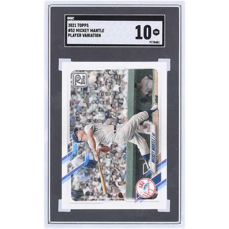 Mickey Mantle New York Yankees 2021 Topps Player Variation #52 SGC Authenticated 10 Card