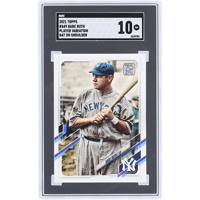Babe Ruth New York Yankees 2021 Topps Player Variation Bat On Shoulder #449 SGC Authenticated 10 Card