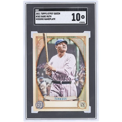 Babe Ruth New York Yankees 2021 Topps GQ Missing Nameplate #302 SGC Authenticated 10 Card