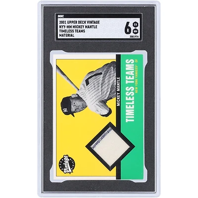 Mickey Mantle New York Yankees 2001 Upper Deck Vintage Timeless Team Materials Dual-Color Relic #NYY-MM SGC Authenticated 6 Card