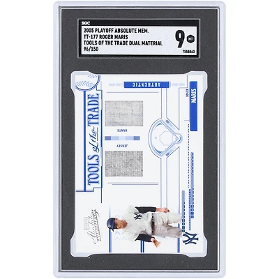 Roger Maris New York Yankees 2005 Playoff Absolute Memorabilia Tools Of The Trade Dual Materials Relic #TT-177 #96/150 SGC Authenticated 9 Card