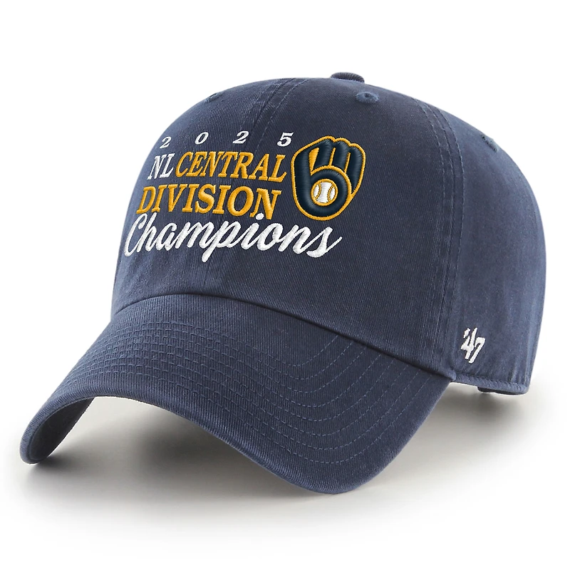 Men's '47  Navy Milwaukee Brewers 2025 NL Central Division Champions Clean Up Adjustable Hat