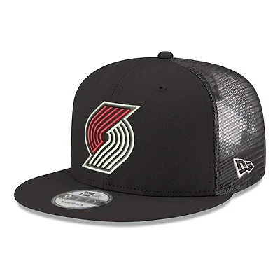 Men's New Era Black Portland Trail Blazers Core Logo Meshback 9FIFTY Snapback Hat